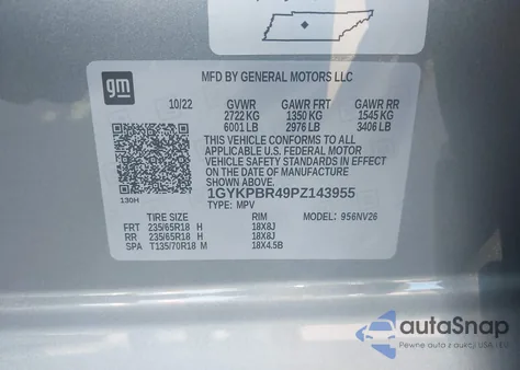 2023 Cadillac Xt6 Awd Luxury from USA, damaged, VIN 1GYKPBR49PZ143955